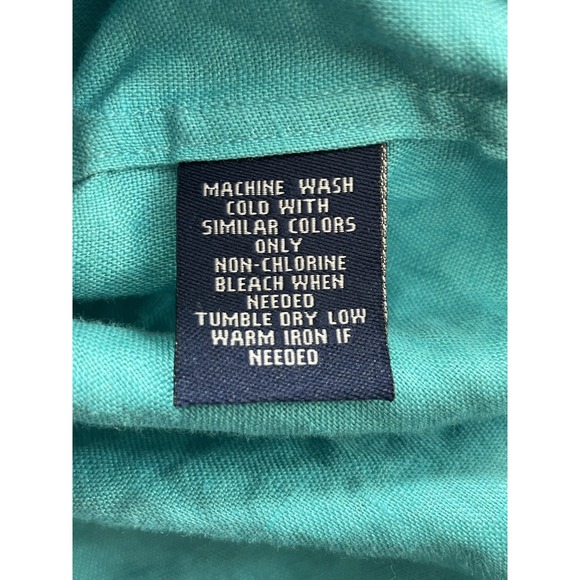 Chaps Women's Shirt Size XL Teal 100% Linen Button Down 3/4 Sleeve - Picture 8 of 10